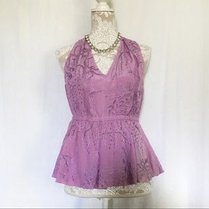Tracy Reese // Lavender Embroidery Silk Peplum Top